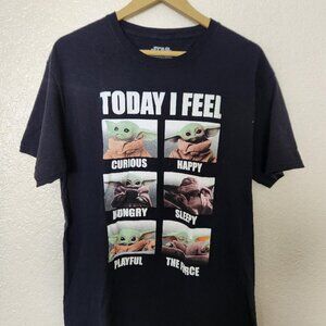 Star Wars Mad Engine Adult T-Shirt Large The Child Baby Yoda Groga Today I Feel